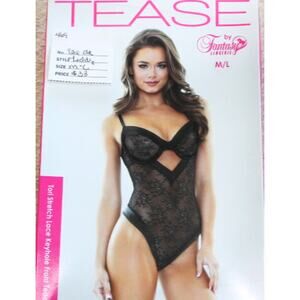 Tease Lingerie Black Stretch Lace Bodysuit Size M / L Romantic Intimate Sexy